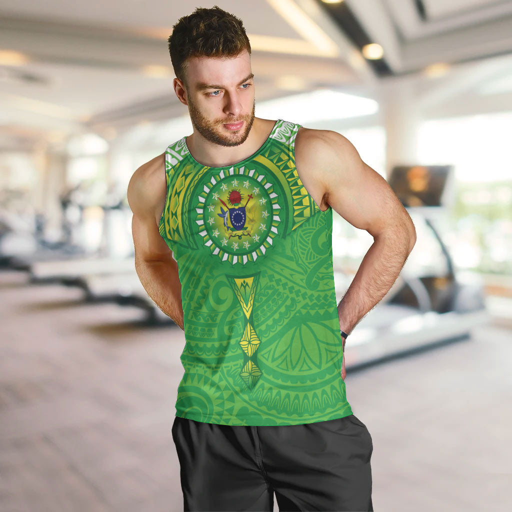 Cook Islands Manta Ray Men Tank Top Kuki Airani Tattoo Green Color LT14 Green - Polynesian Pride