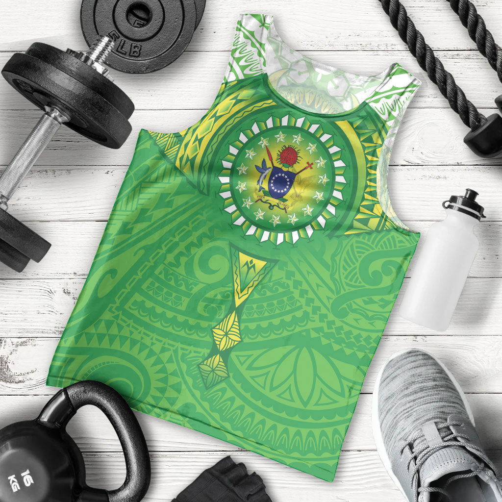 Cook Islands Manta Ray Men Tank Top Kuki Airani Tattoo Green Color LT14 - Polynesian Pride