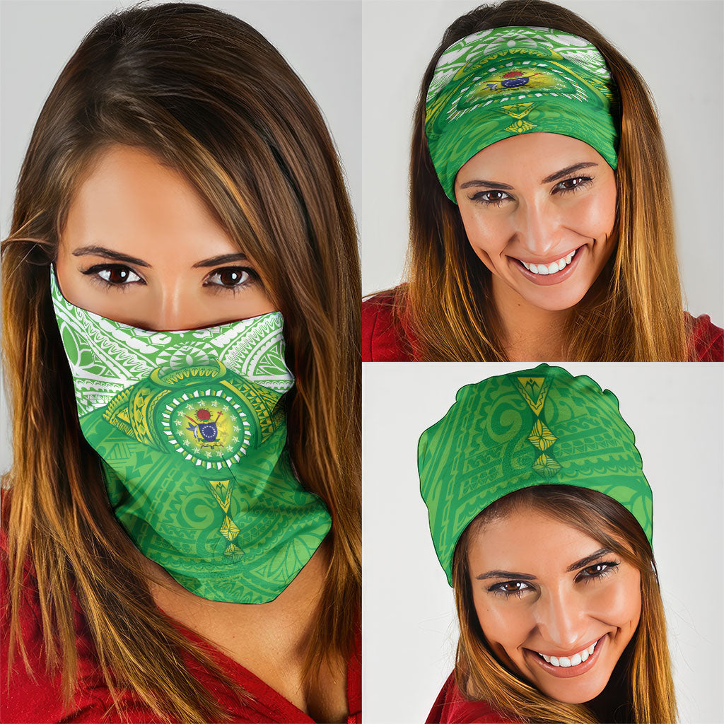 Cook Islands Manta Ray Neck Gaiter Kuki Airani Tattoo Green Color LT14 - Polynesian Pride