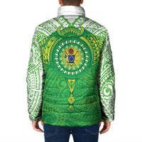 Cook Islands Manta Ray Padded Jacket Kuki Airani Tattoo Green Color LT14 - Polynesian Pride