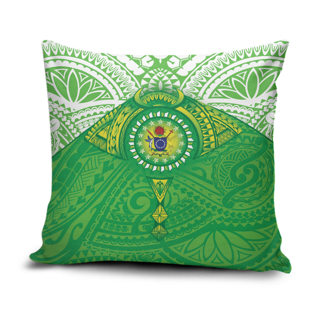 Cook Islands Manta Ray Pillow Cover Kuki Airani Tattoo Green Color LT14 Green - Polynesian Pride