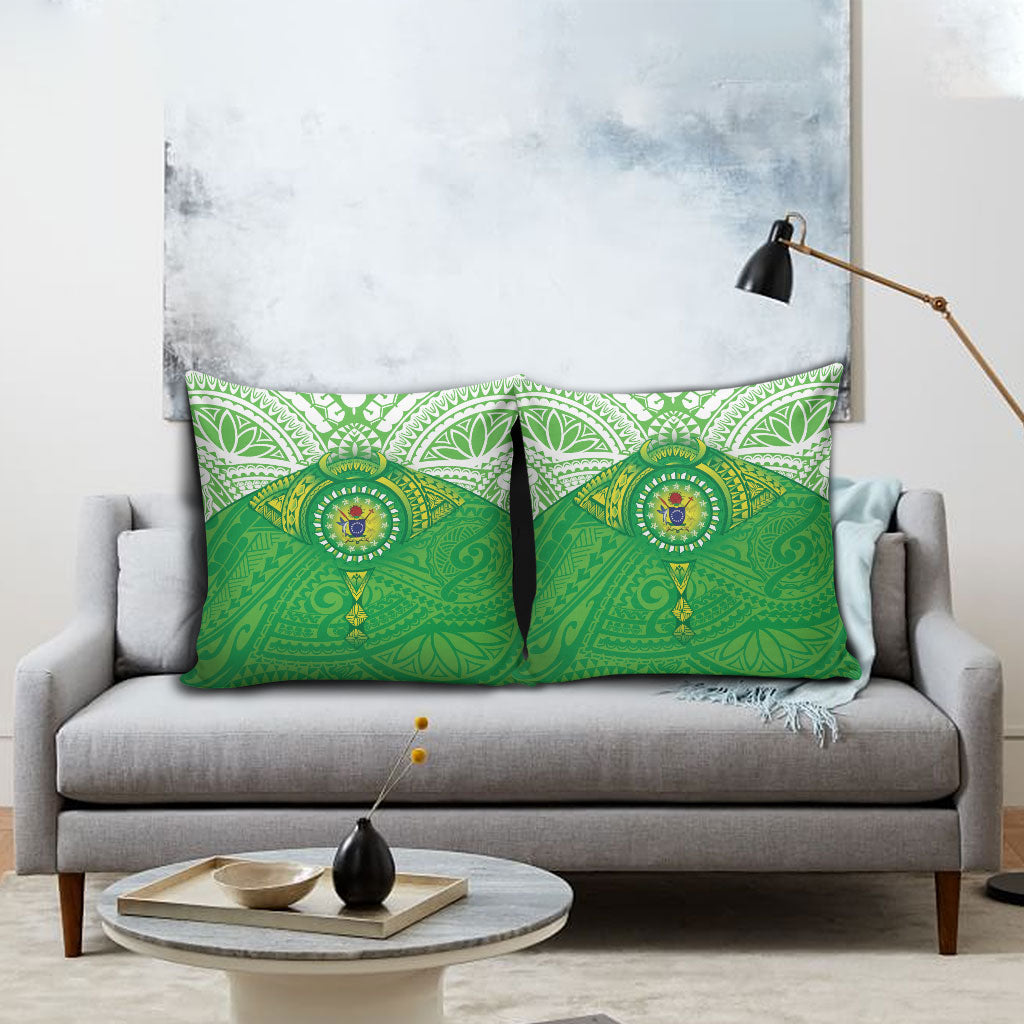 Cook Islands Manta Ray Pillow Cover Kuki Airani Tattoo Green Color LT14 - Polynesian Pride