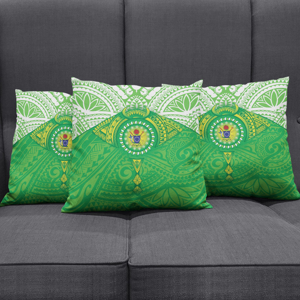 Cook Islands Manta Ray Pillow Cover Kuki Airani Tattoo Green Color LT14 - Polynesian Pride