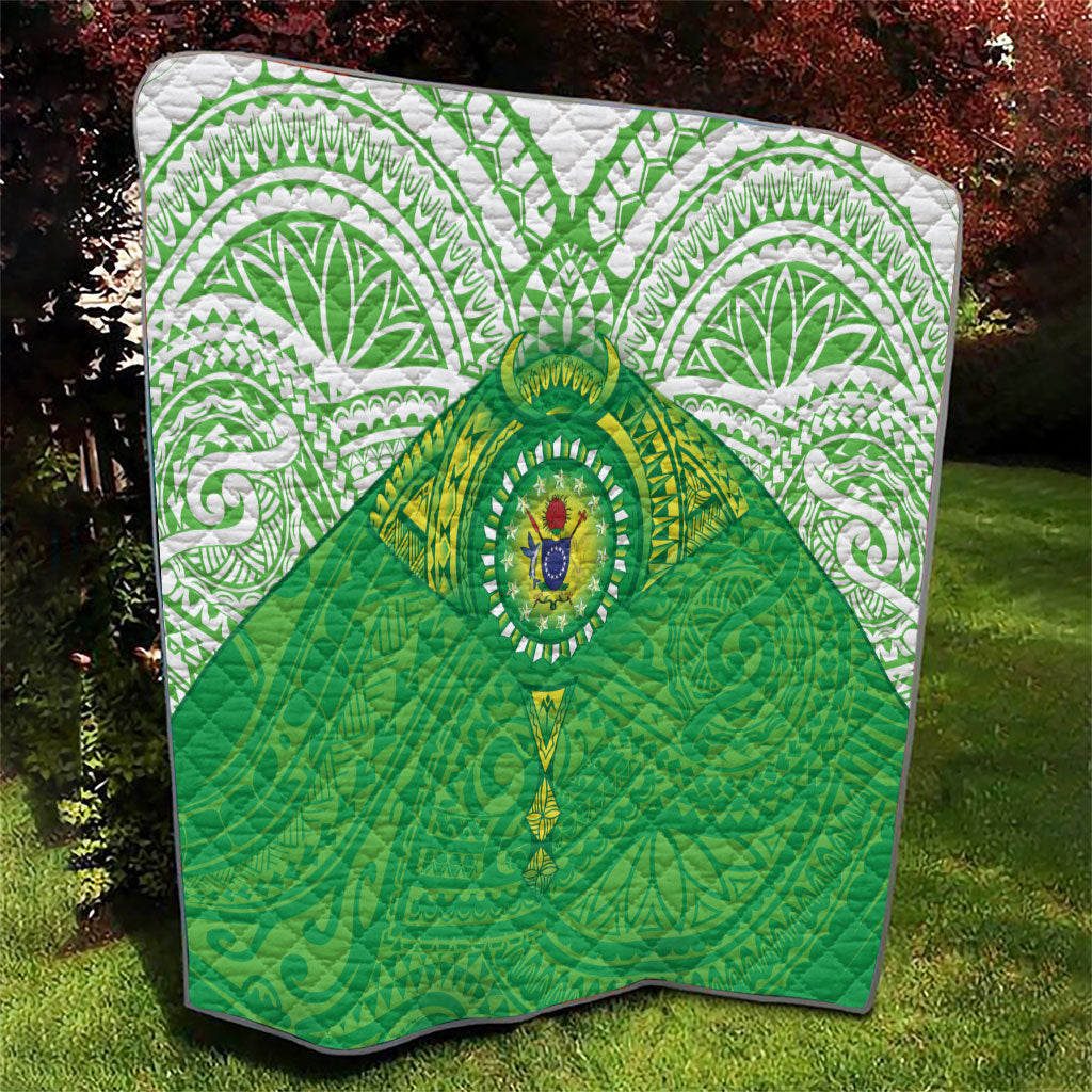 Cook Islands Manta Ray Quilt Kuki Airani Tattoo Green Color LT14 - Polynesian Pride