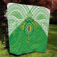 Cook Islands Manta Ray Quilt Kuki Airani Tattoo Green Color LT14 - Polynesian Pride
