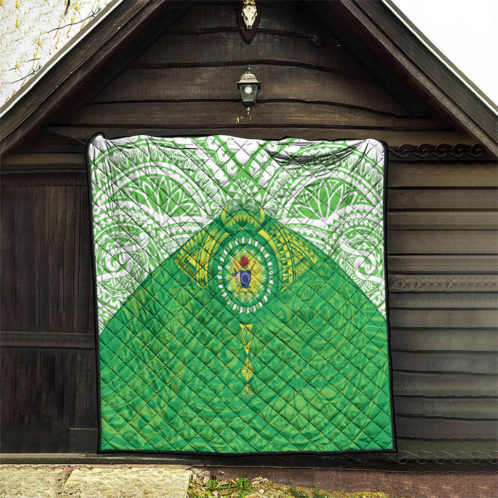 Cook Islands Manta Ray Quilt Kuki Airani Tattoo Green Color LT14 - Polynesian Pride