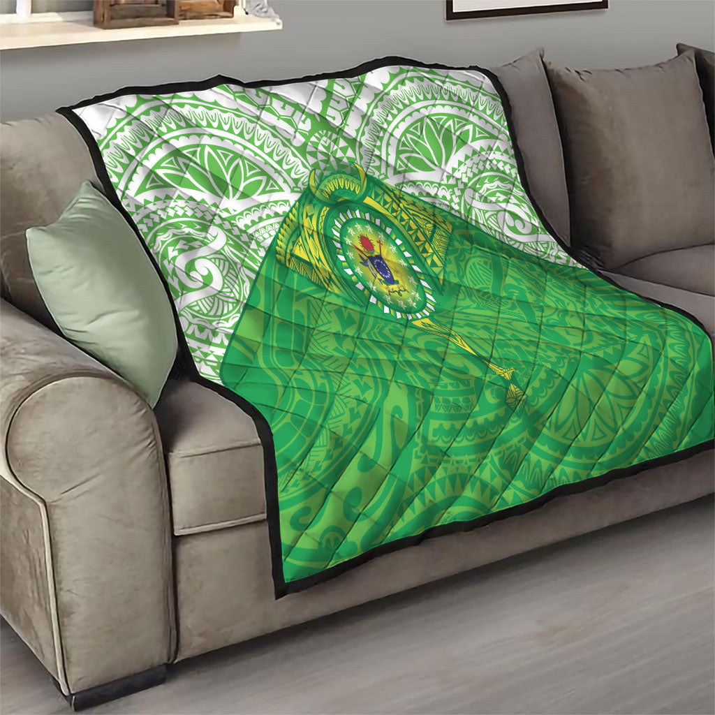 Cook Islands Manta Ray Quilt Kuki Airani Tattoo Green Color LT14 - Polynesian Pride