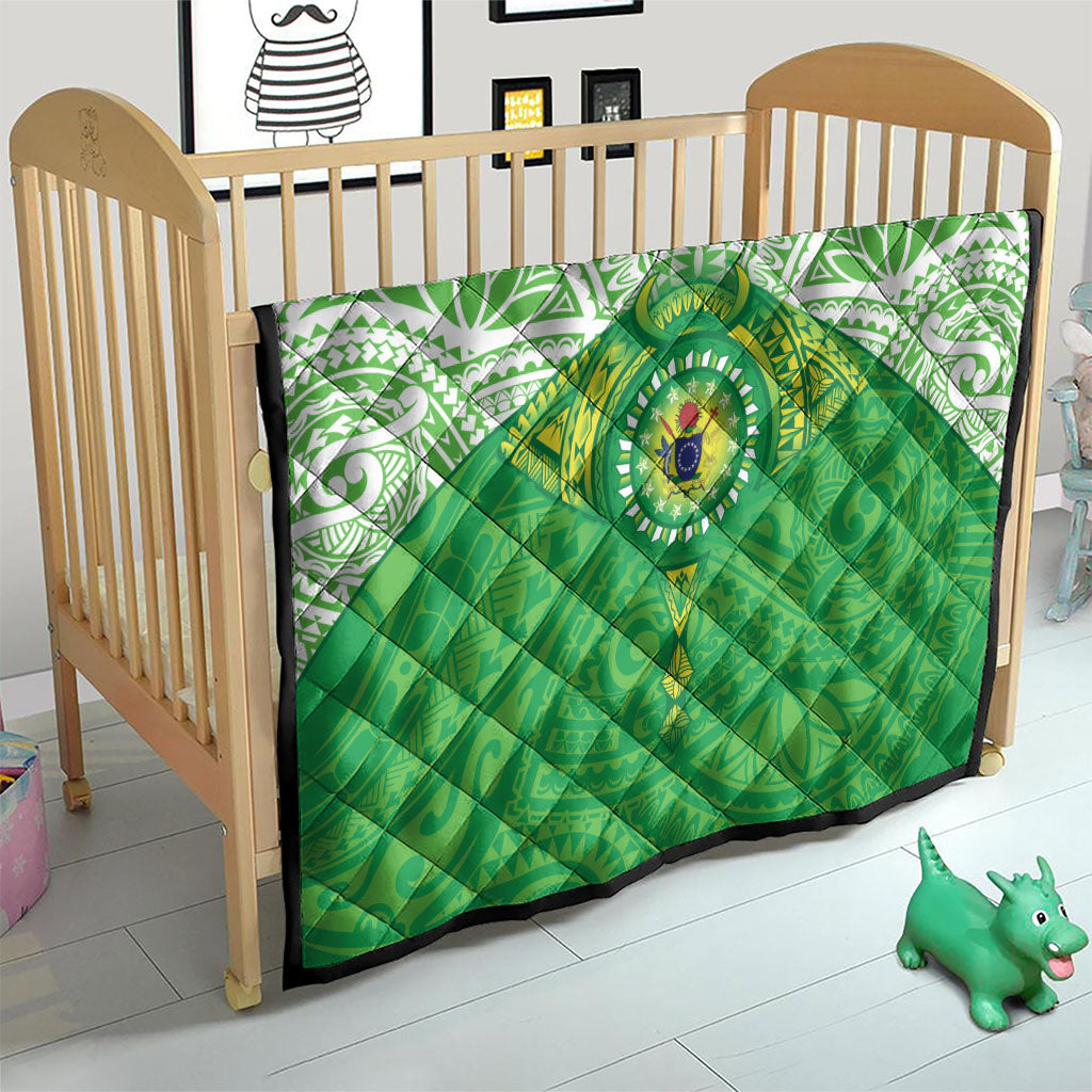 Cook Islands Manta Ray Quilt Kuki Airani Tattoo Green Color LT14 - Polynesian Pride