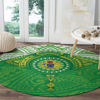 Cook Islands Manta Ray Round Carpet Kuki Airani Tattoo Green Color LT14 - Polynesian Pride