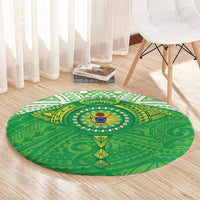 Cook Islands Manta Ray Round Carpet Kuki Airani Tattoo Green Color LT14 - Polynesian Pride