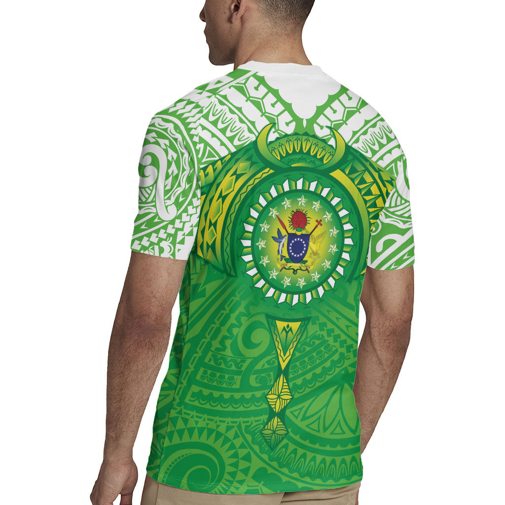 Cook Islands Manta Ray Rugby Jersey Kuki Airani Tattoo Green Color LT14 - Polynesian Pride