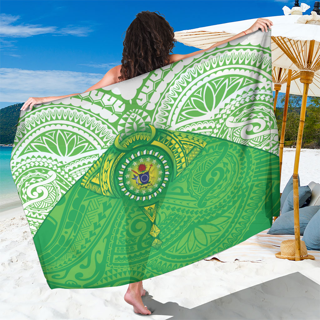 Cook Islands Manta Ray Sarong Kuki Airani Tattoo Green Color LT14 One Size 44 x 66 inches Green - Polynesian Pride