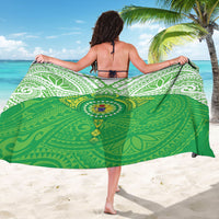 Cook Islands Manta Ray Sarong Kuki Airani Tattoo Green Color LT14 - Polynesian Pride