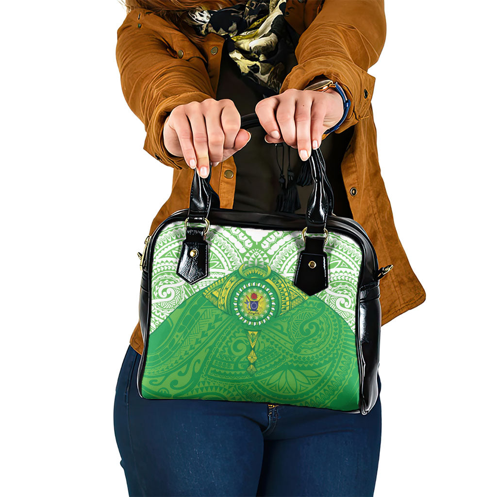 Cook Islands Manta Ray Shoulder Handbag Kuki Airani Tattoo Green Color LT14 One Size Green - Polynesian Pride