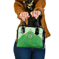 Cook Islands Manta Ray Shoulder Handbag Kuki Airani Tattoo Green Color LT14 One Size Green - Polynesian Pride