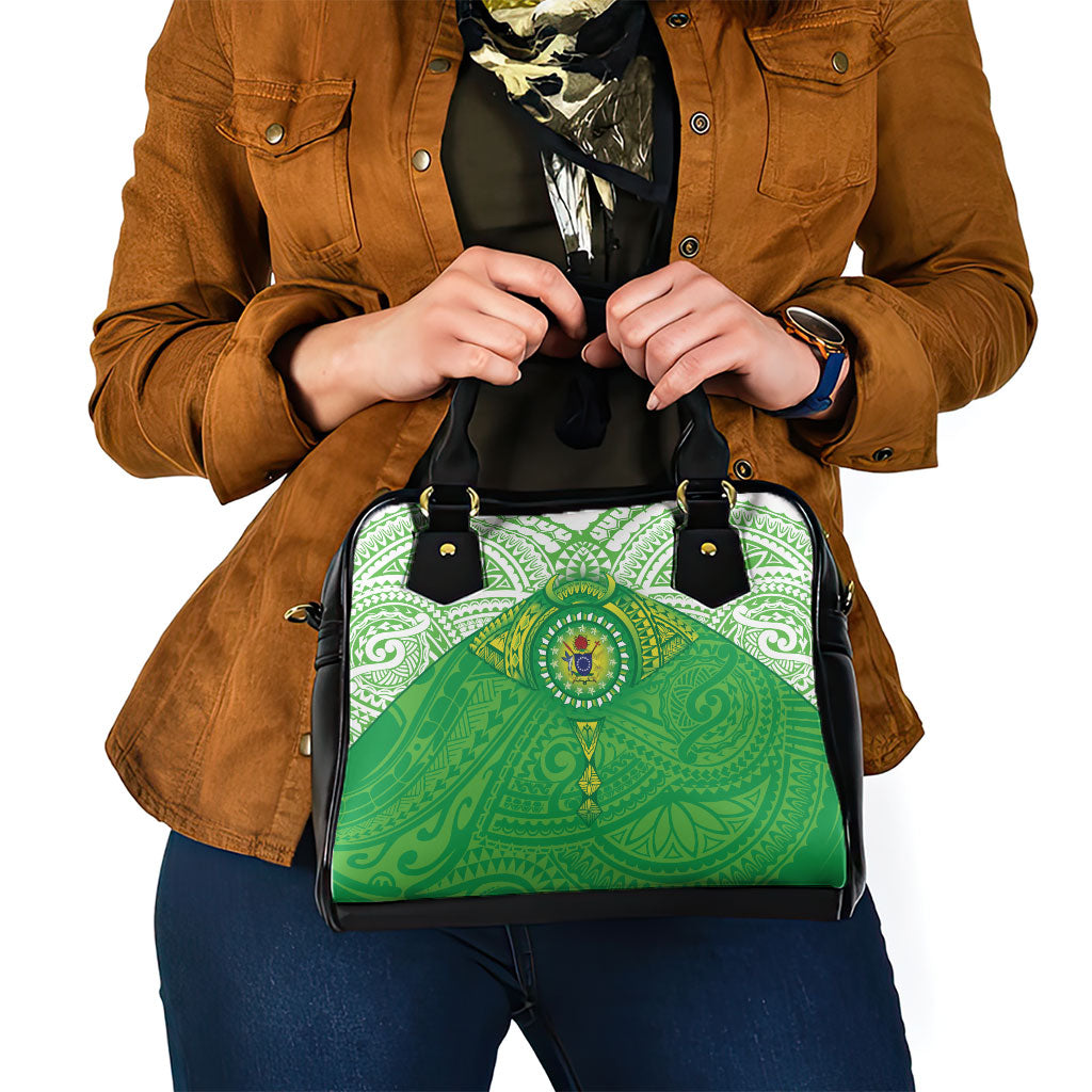 Cook Islands Manta Ray Shoulder Handbag Kuki Airani Tattoo Green Color LT14 - Polynesian Pride