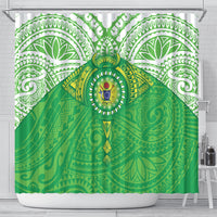 Cook Islands Manta Ray Shower Curtain Kuki Airani Tattoo Green Color LT14 - Polynesian Pride