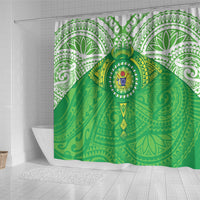 Cook Islands Manta Ray Shower Curtain Kuki Airani Tattoo Green Color LT14 - Polynesian Pride