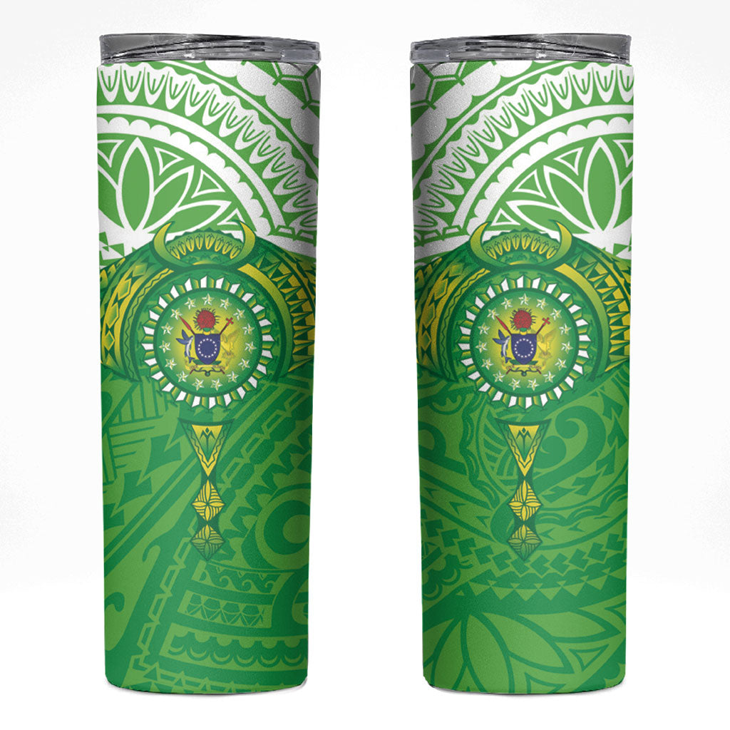 Cook Islands Manta Ray Skinny Tumbler Kuki Airani Tattoo Green Color LT14 Green - Polynesian Pride