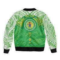 Cook Islands Manta Ray Sleeve Zip Bomber Jacket Kuki Airani Tattoo Green Color LT14 - Polynesian Pride