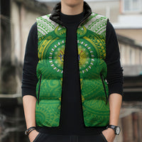 Cook Islands Manta Ray Sleeveless Puffer Jacket Kuki Airani Tattoo Green Color LT14 - Polynesian Pride