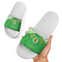 Cook Islands Manta Ray Slide Sandals Kuki Airani Tattoo Green Color LT14 - Polynesian Pride