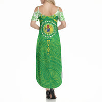 Cook Islands Manta Ray Summer Maxi Dress Kuki Airani Tattoo Green Color LT14 - Polynesian Pride