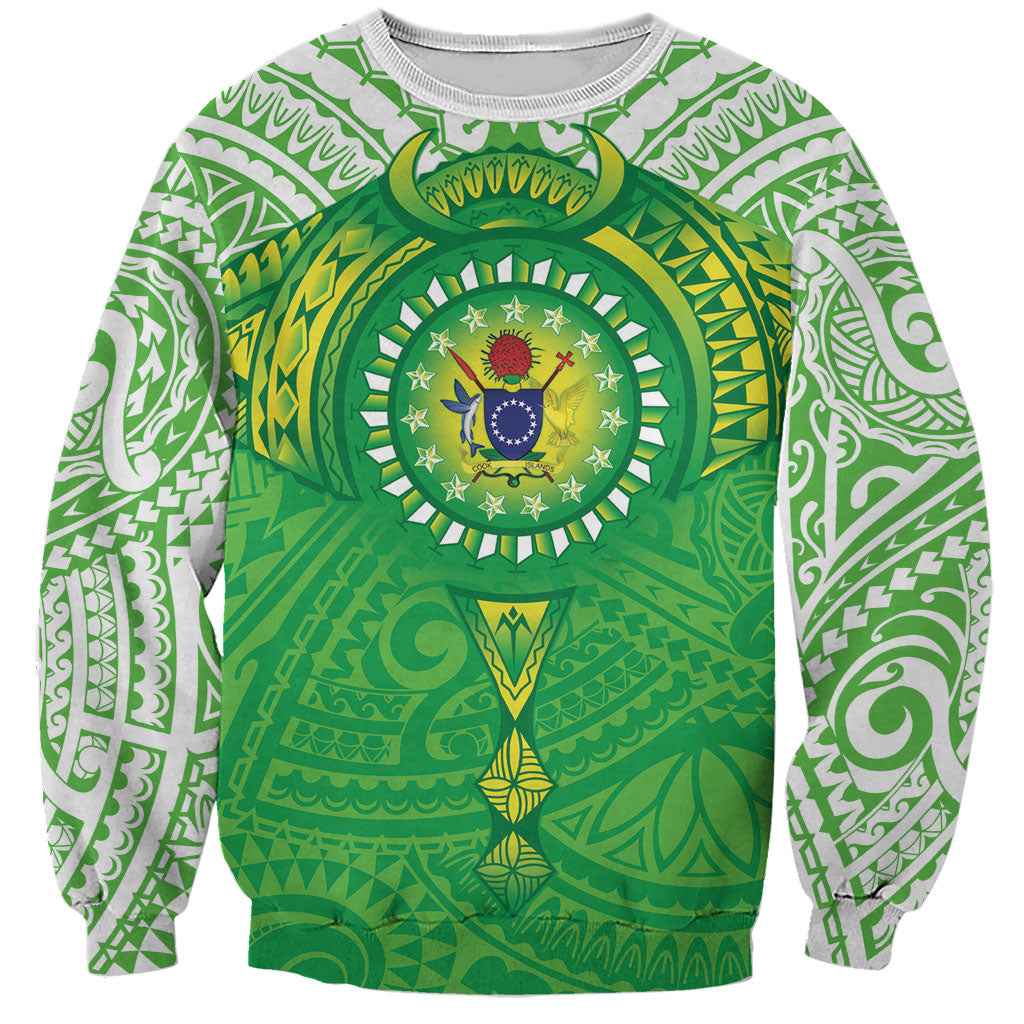 Cook Islands Manta Ray Sweatshirt Kuki Airani Tattoo Green Color LT14 Unisex Green - Polynesian Pride