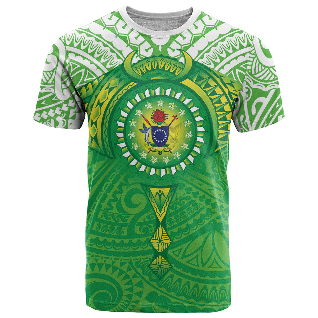 Cook Islands Manta Ray T Shirt Kuki Airani Tattoo Green Color LT14 Green - Polynesian Pride