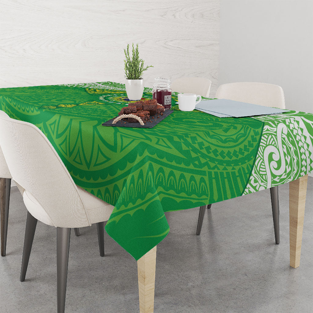 Cook Islands Manta Ray Tablecloth Kuki Airani Tattoo Green Color LT14 - Polynesian Pride
