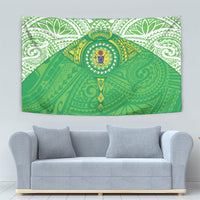 Cook Islands Manta Ray Tapestry Kuki Airani Tattoo Green Color LT14 - Polynesian Pride