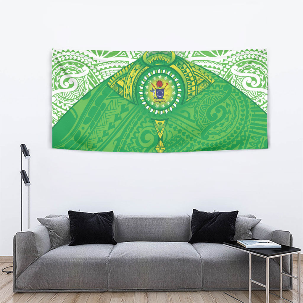 Cook Islands Manta Ray Tapestry Kuki Airani Tattoo Green Color LT14 - Polynesian Pride