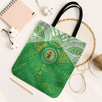 Cook Islands Manta Ray Tote Bag Kuki Airani Tattoo Green Color LT14 Black Strap One Size Green - Polynesian Pride