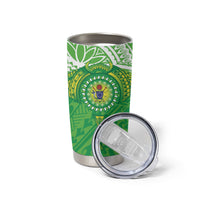Cook Islands Manta Ray Tumbler Cup Kuki Airani Tattoo Green Color LT14 - Polynesian Pride