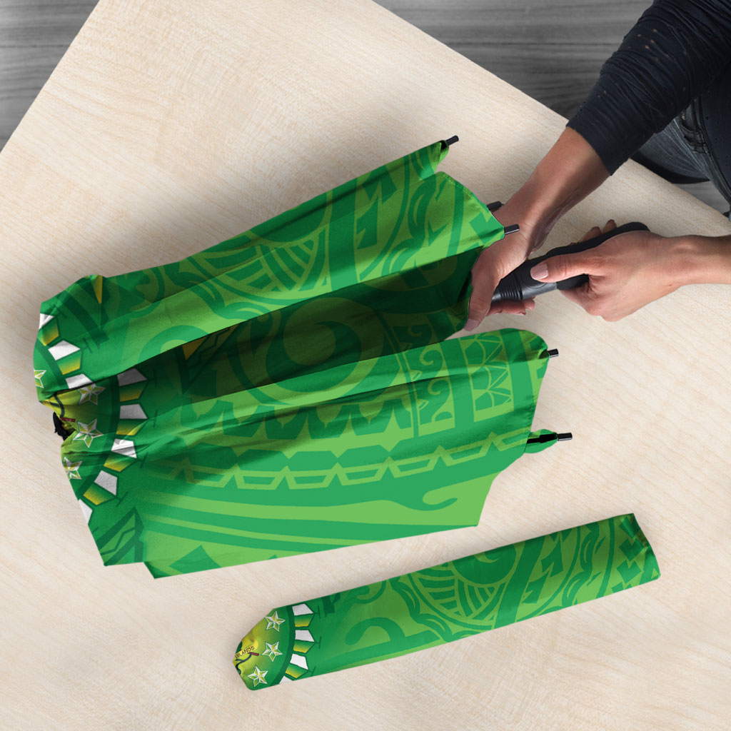 Cook Islands Manta Ray Umbrella Kuki Airani Tattoo Green Color LT14 - Polynesian Pride