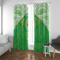 Cook Islands Manta Ray Window Curtain Kuki Airani Tattoo Green Color LT14 With Grommets Green - Polynesian Pride