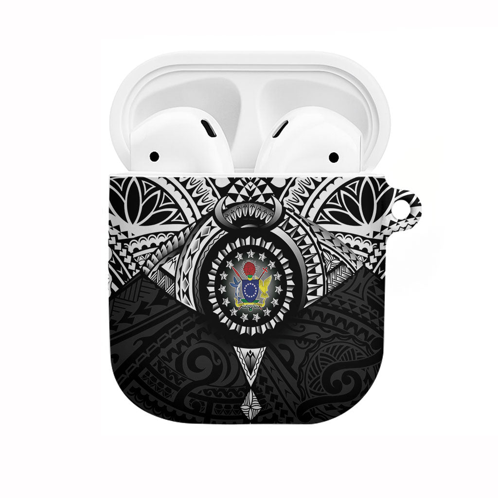 Cook Islands Manta Ray AirPods Case Kuki Airani Tattoo Black Color LT14 Black - Polynesian Pride