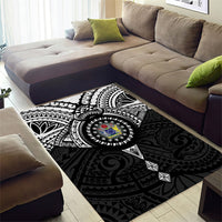 Cook Islands Manta Ray Area Rug Kuki Airani Tattoo Black Color LT14 - Polynesian Pride