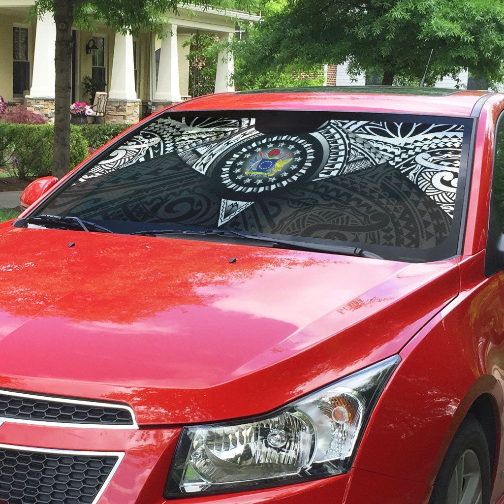 Cook Islands Manta Ray Auto Sun Shade Kuki Airani Tattoo Black Color LT14 - Polynesian Pride