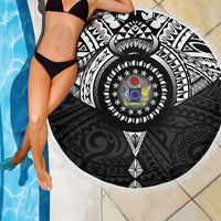 Cook Islands Manta Ray Beach Blanket Kuki Airani Tattoo Black Color LT14 - Polynesian Pride