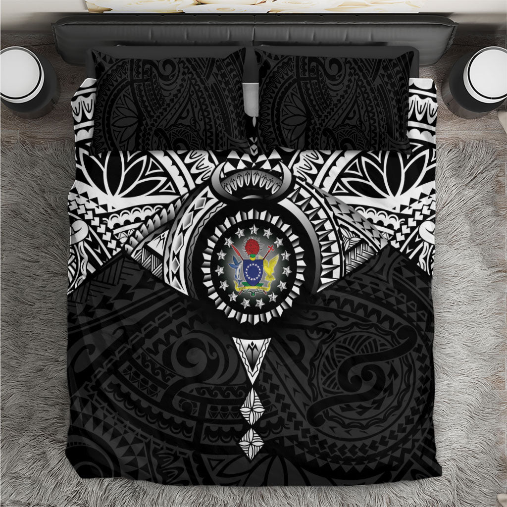 Cook Islands Manta Ray Bedding Set Kuki Airani Tattoo Black Color LT14 Black - Polynesian Pride