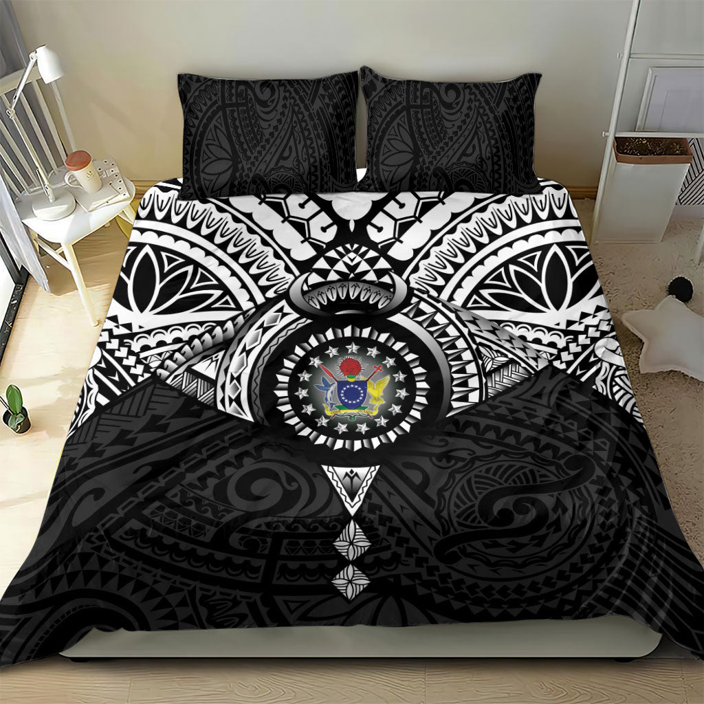 Cook Islands Manta Ray Bedding Set Kuki Airani Tattoo Black Color LT14 - Polynesian Pride