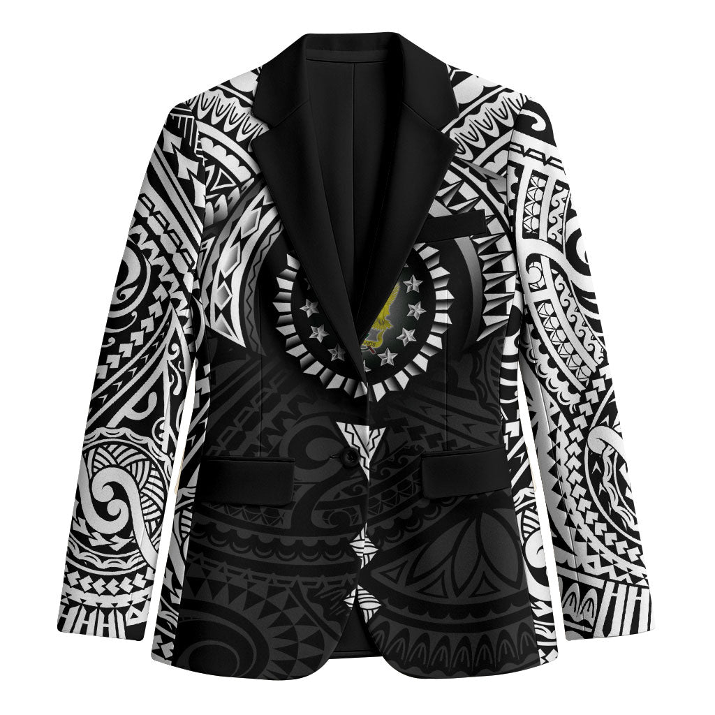 Cook Islands Manta Ray Blazer Kuki Airani Tattoo Black Color LT14 Unisex Black - Polynesian Pride