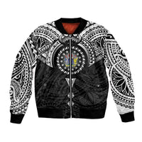 Cook Islands Manta Ray Bomber Jacket Kuki Airani Tattoo Black Color LT14 Unisex Black - Polynesian Pride