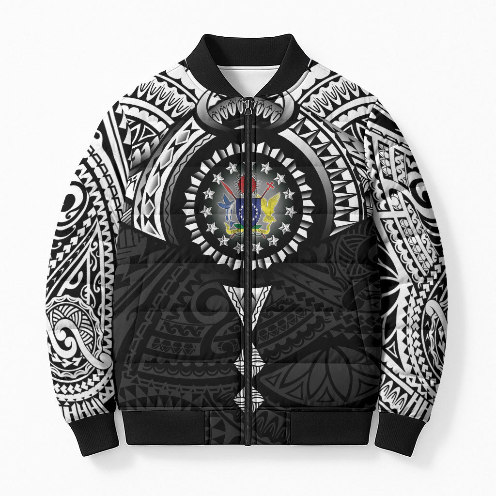 Cook Islands Manta Ray Bomber Puffer Jacket Kuki Airani Tattoo Black Color LT14 Unisex Black - Polynesian Pride
