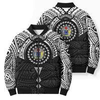 Cook Islands Manta Ray Bomber Puffer Jacket Kuki Airani Tattoo Black Color LT14 - Polynesian Pride