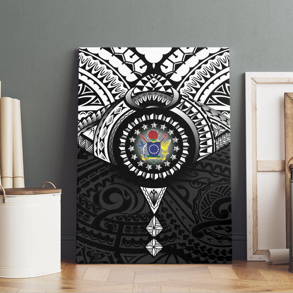 Cook Islands Manta Ray Canvas Wall Art Kuki Airani Tattoo Black Color LT14 - Polynesian Pride