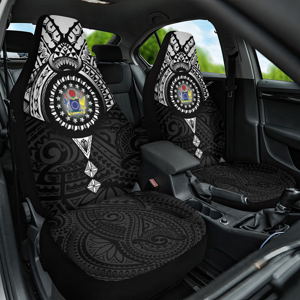 Cook Islands Manta Ray Car Seat Cover Kuki Airani Tattoo Black Color LT14 One Size Black - Polynesian Pride