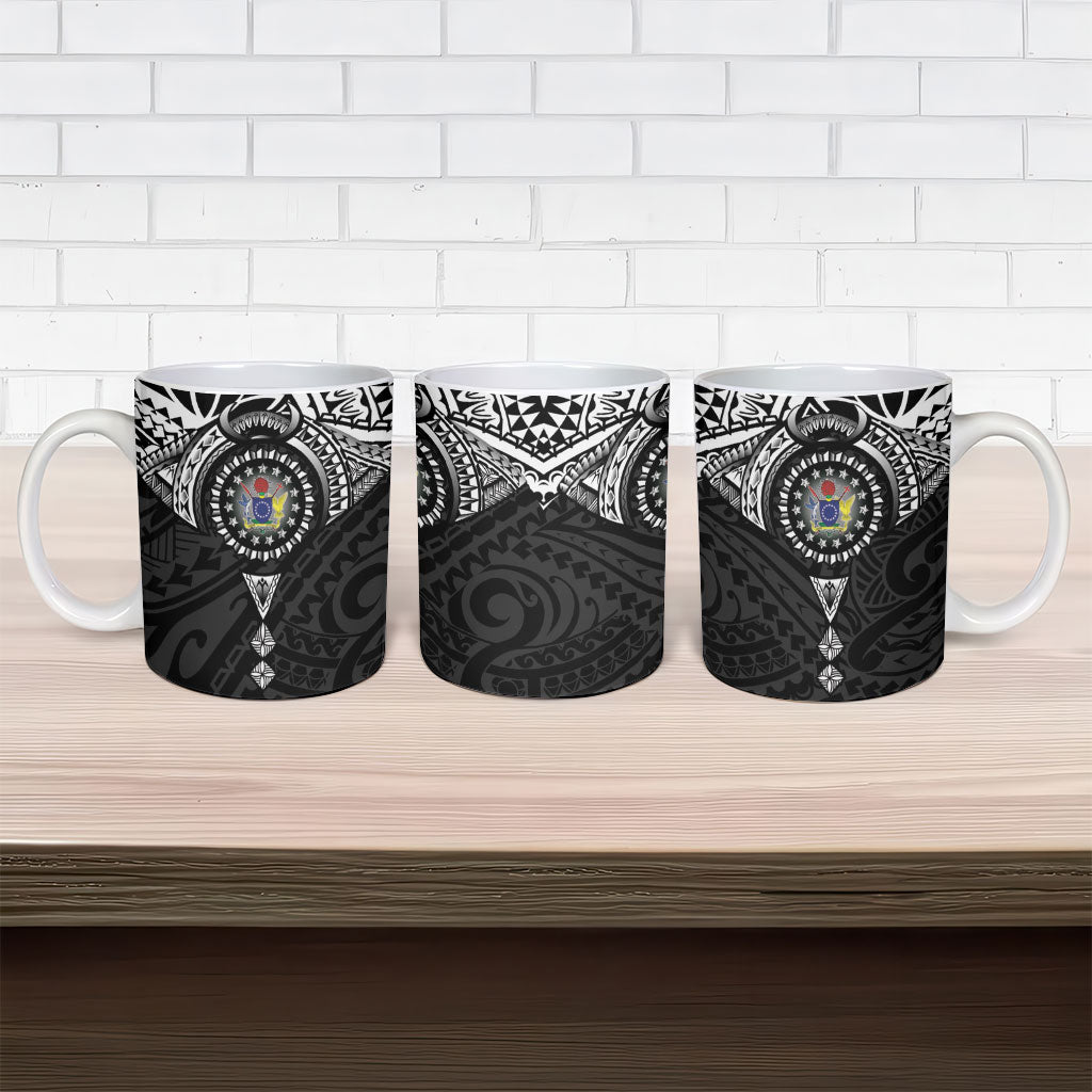 Cook Islands Manta Ray Ceramic Mug Kuki Airani Tattoo Black Color LT14 - Polynesian Pride