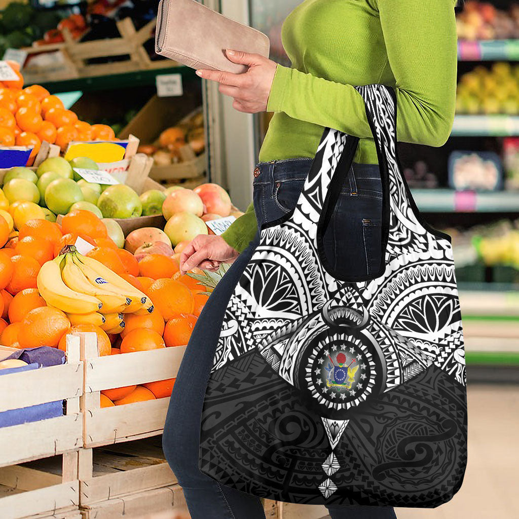 Cook Islands Manta Ray Grocery Bag Kuki Airani Tattoo Black Color LT14 - Polynesian Pride